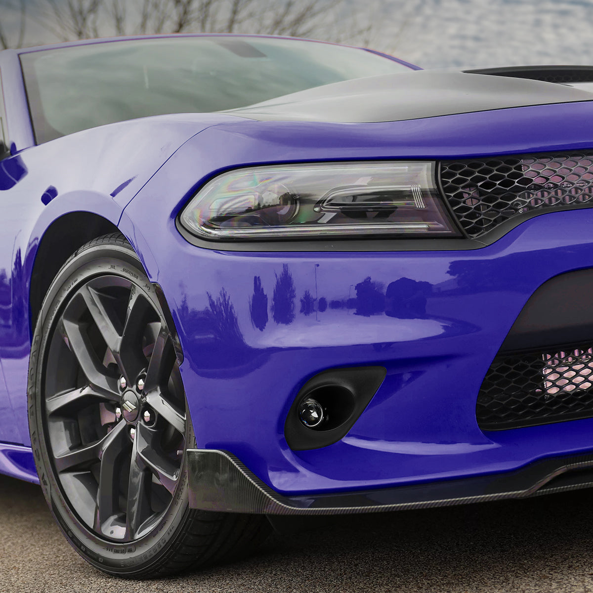 Ronnin - Se adapta al modelo de toma de aire de capó del Dodge Charger 2015-2023 Par de luces antiniebla con proyector de repuesto | Cromado
