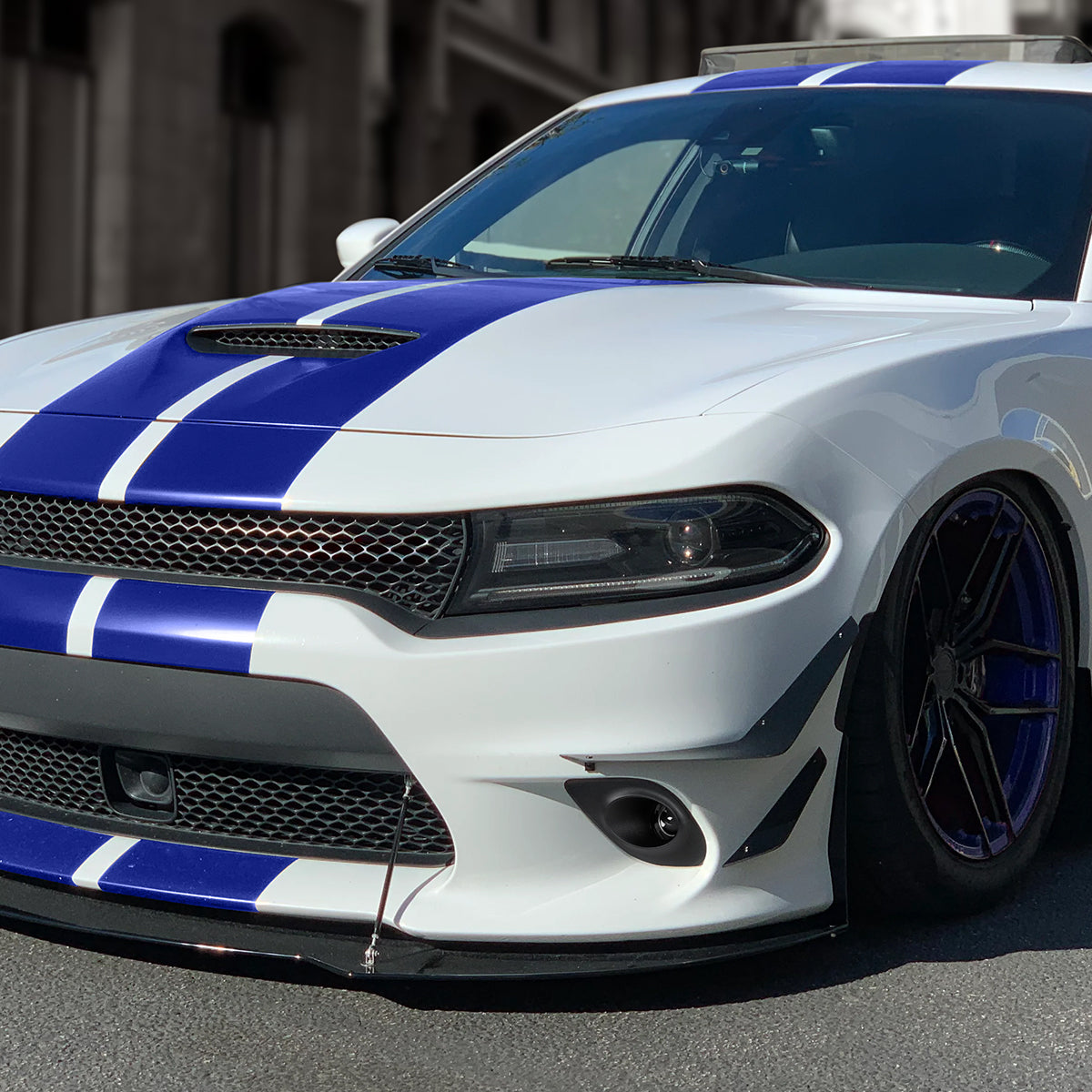 Ronnin - Se adapta al modelo de toma de aire de capó del Dodge Charger 2015-2023 Par de luces antiniebla con proyector de repuesto | Cromado