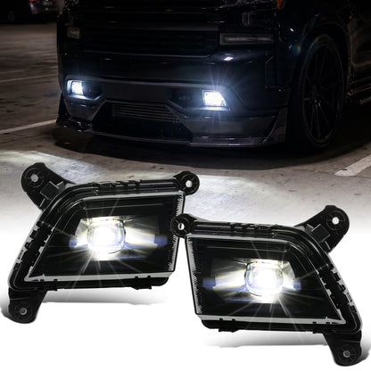 2019-2022 Chevy Silverado 1500 2500HD 3500HD LED Fog Lights Pair | Black Smoke