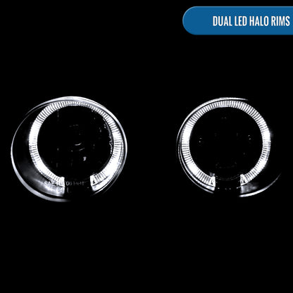 1994-1997 Acura Integra 3Dr/4Dr Projector Headlights LED Dual Halo Rims Assembly Pair | Black