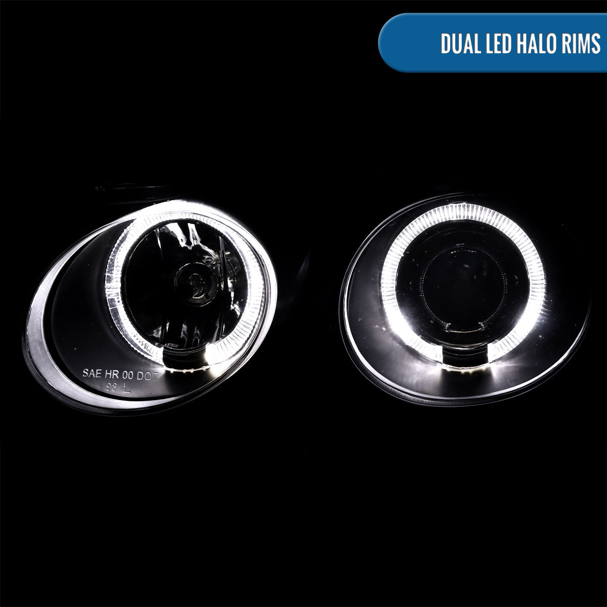 Ronnin - Fits 1998-2001 Acura Integra 3Dr/4Dr Projector Headlights LED Dual Halo Rims Assembly Pair | Black
