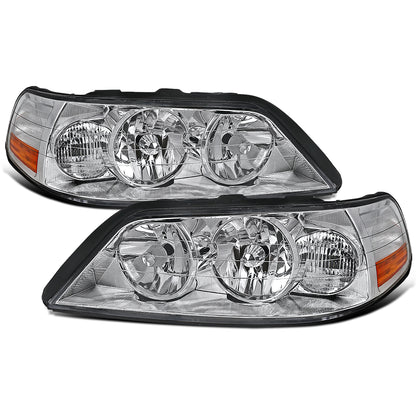 2005-2011 Lincoln Town Car  Replacement Halogen Headlights Assembly Pair | Chrome