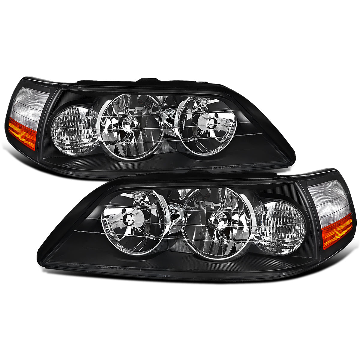 2005-2011 Lincoln Town Car  Replacement Halogen Headlights Assembly Pair | Black