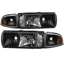 1991-1996 Chevy Caprice 1994-1996 Chevy Impala Replacement Halogen Headlights + Corner Lights Assembly Pair | Black
