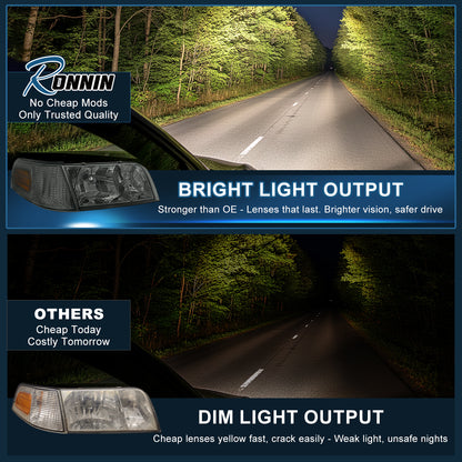 1998-2011 Ford Crown Victoria Corner + Headlights Pair | Smoke
