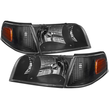 1998-2011 Ford Crown Victoria Corner + Headlights Pair | Black