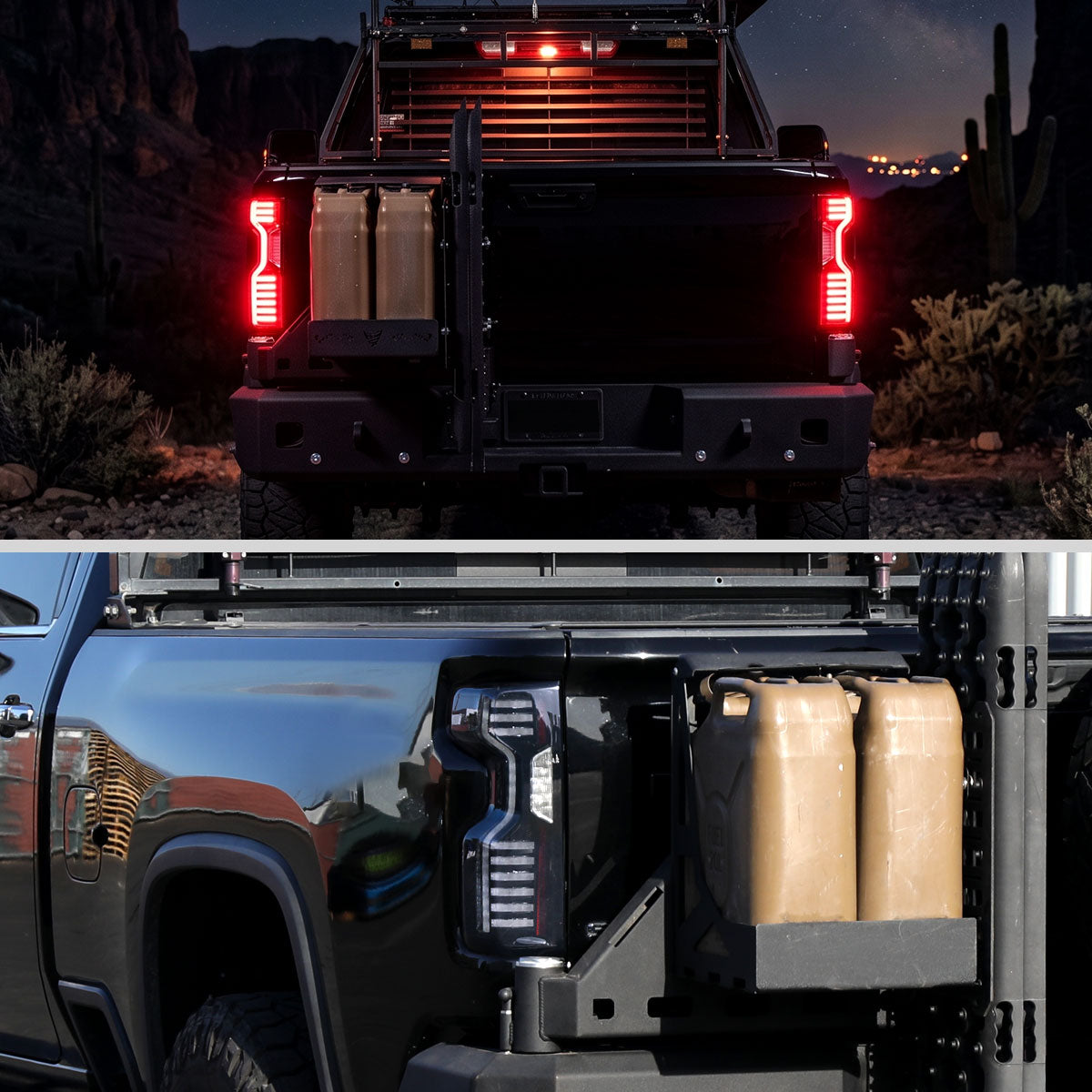 2019-2026 Chevy Silverado 1500 2500HD 3500HD Tail Lights Full LED Integrated Brake and Turn Signals Pair | Black