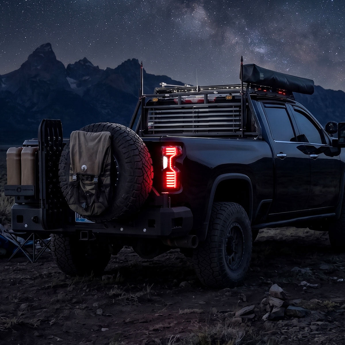 2019-2026 Chevy Silverado 1500 2500HD 3500HD Tail Lights Full LED Integrated Brake and Turn Signals Pair | Black Smoke
