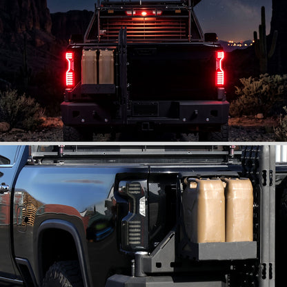 2019-2026 Chevy Silverado 1500 2500HD 3500HD Tail Lights Full LED Integrated Brake and Turn Signals Pair | Black Smoke