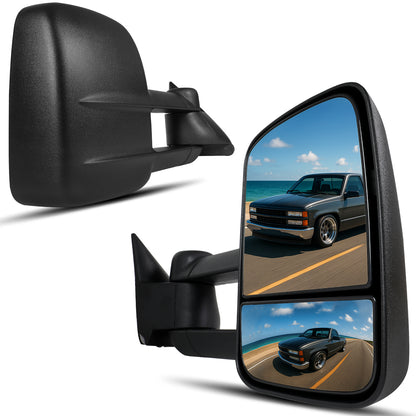 1988-2000 Chevy C/K 1500 2500 3500 Manually Adjustable Manual Fold and Telescoping Tow Mirrors Pair