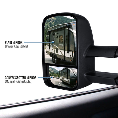 1988-2000 Chevy C/K 1500 2500 3500 Power Adjustable Manual Fold and Telescoping Tow Mirrors Pair