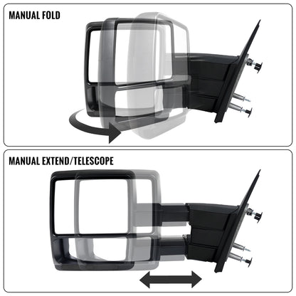 2004-2014 Ford F-150 Pickup Truck Manually Adjustable Manually Fold and Telescope Towing Mirrors Pair