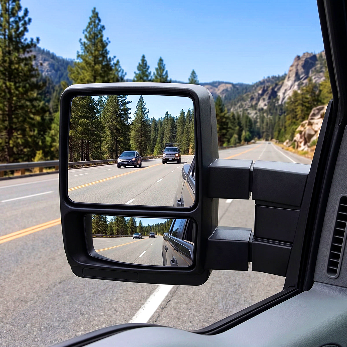 2004-2014 Ford F-150 Pickup Truck Manually Adjustable Manually Fold and Telescope Towing Mirrors Pair