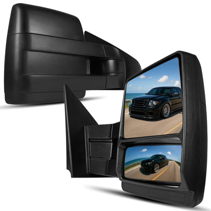 2004-2014 Ford F-150 Pickup Truck Manually Adjustable Manually Fold and Telescope Towing Mirrors Pair
