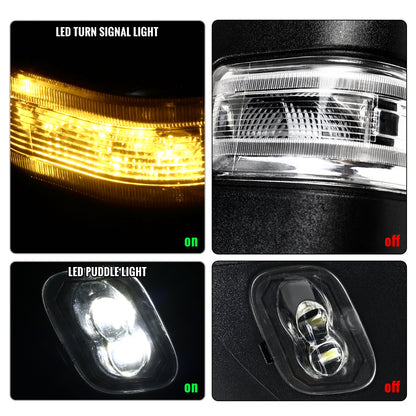 2007-2014 Ford F-150 Pickup Truck Power Adjustable Power Heated Manual Fold And Telescoping Clear Lens LED Turn Signals And Puddle Lights Tow Mirrors Pair