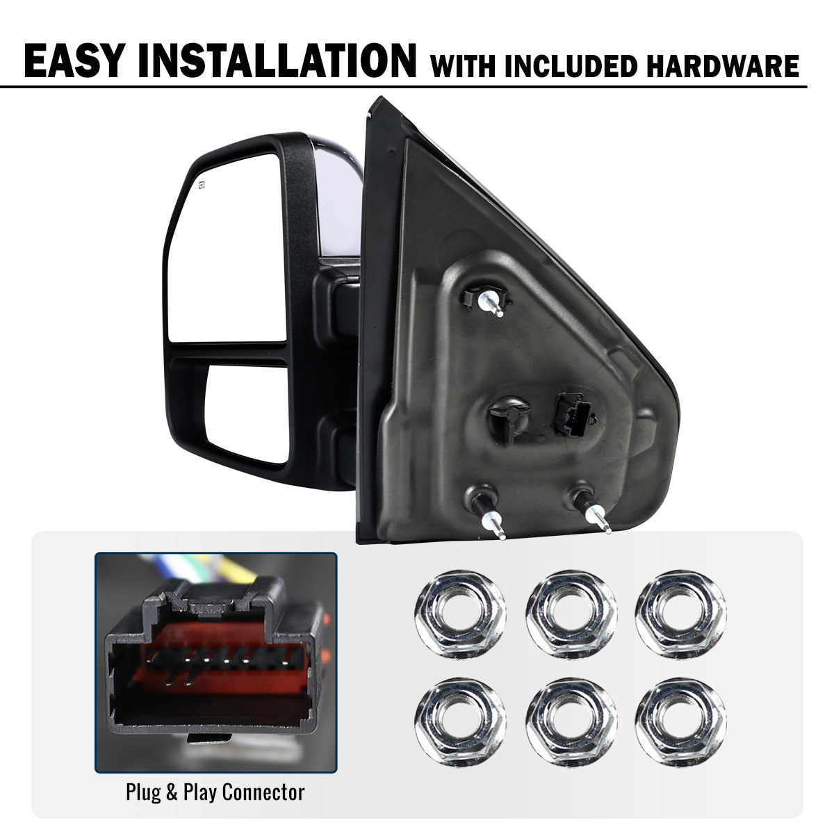 2007-2014 Ford F-150 Pickup Truck Power Adjustable Power Heated Manual Fold And Telescoping Clear Lens LED Turn Signals And Puddle Lights Tow Mirrors Pair