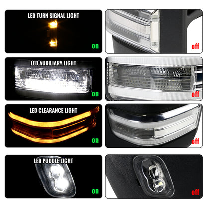 2015-2020 Ford F-150 Pickup Truck Power Adjustable Power Heated Manually Fold and Telescope Towing Mirrors Pair