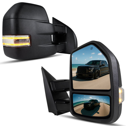 2015-2020 Ford F-150 Pickup Truck Power Adjustable Power Heated Manually Fold and Telescope Towing Mirrors Pair