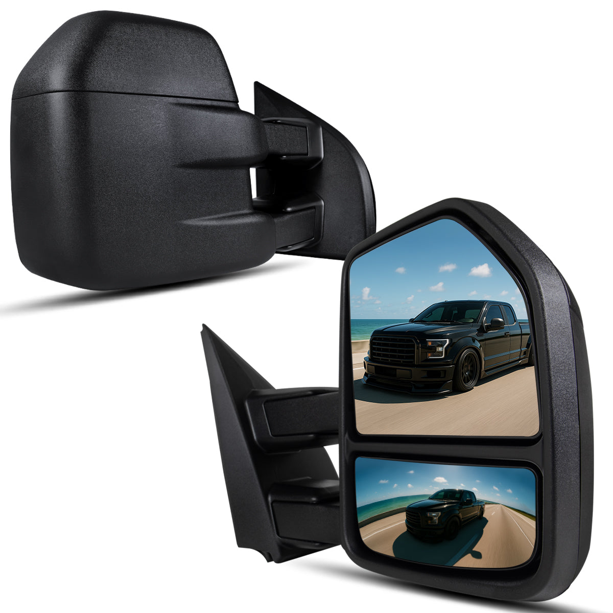 2015-2020 Ford F-150 Pickup Truck Manually Adjustable Manually Fold and Telescope Towing Mirrors Pair