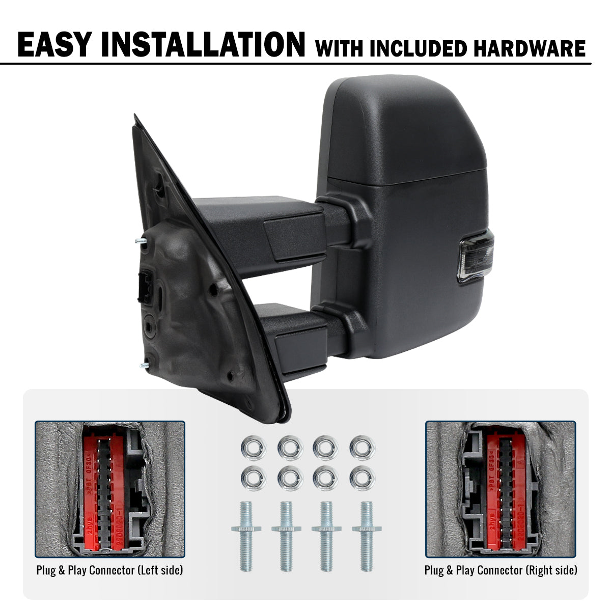 2015-2020 Ford F-150 Pickup Truck Power Adjustable Power Heated Manually Fold and Telescope Towing Mirrors Pair