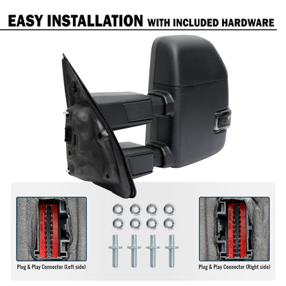 2015-2020 Ford F-150 Pickup Truck Power Adjustable Power Heated Manually Fold and Telescope Towing Mirrors Pair
