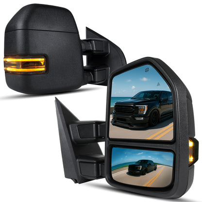 2015-2020 Ford F-150 Pickup Truck Power Adjustable Power Heated Manually Fold and Telescope Towing Mirrors Pair