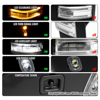 2015-2020 Ford F-150 Pickup Truck Power Adjustable Power Heated Manually Fold and Telescope Towing Mirrors Pair