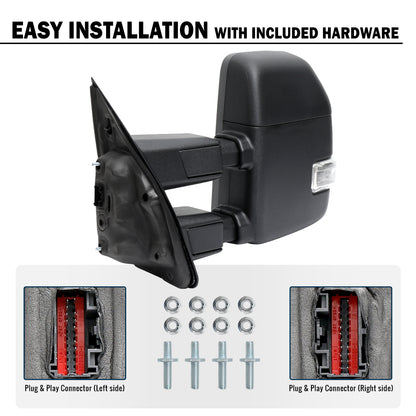 2015-2020 Ford F-150 Pickup Truck Power Adjustable Power Heated Manually Fold and Telescope Towing Mirrors Pair