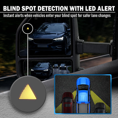 2015-2020 Ford F-150 Pickup Truck Power Adjustable Power Heated Manually Fold and Telescope Towing Mirrors Pair