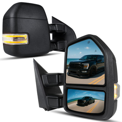 2015-2020 Ford F-150 Pickup Truck Power Adjustable Power Heated Manually Fold and Telescope Towing Mirrors Pair