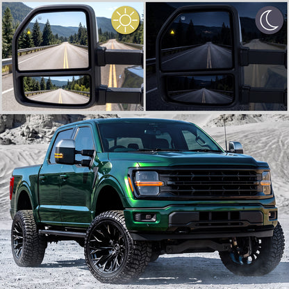 2015-2020 Ford F-150 Pickup Truck Power Adjustable Power Heated Manually Fold and Telescope Towing Mirrors Pair