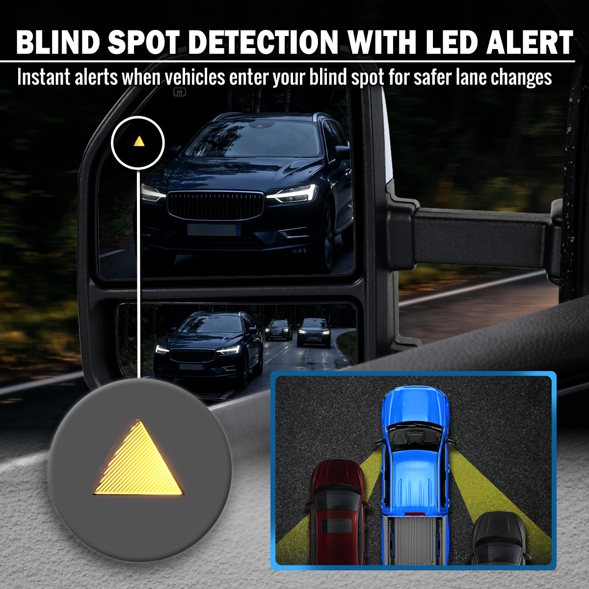 2015-2020 Ford F-150 Pickup Truck Power Adjustable Power Heated Manually Fold and Telescope Towing Mirrors Pair
