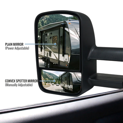 1997-2003 Ford F150 1997-1999 Ford F250 Power Adjustable Manually Fold and Telescope Towing Mirrors Pair
