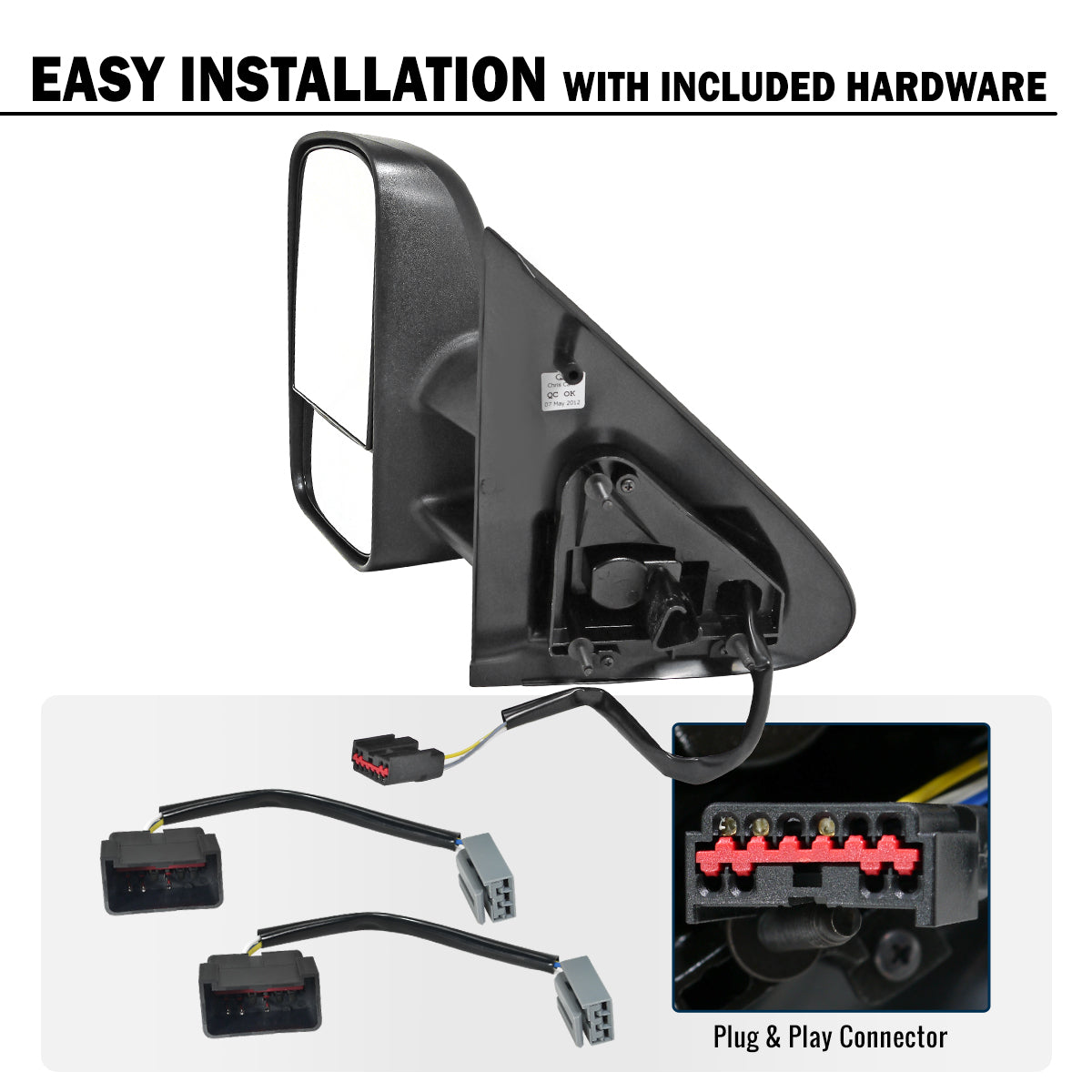 1997-2003 Ford F150 1997-1999 Ford F250 Power Adjustable Manually Fold and Telescope Towing Mirrors Pair
