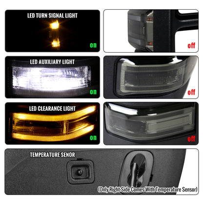 2017-2019 Ford F250 F350 F450 F550 Power Adjustable Power Heated Manually Fold and Telescope Towing Mirrors Pair