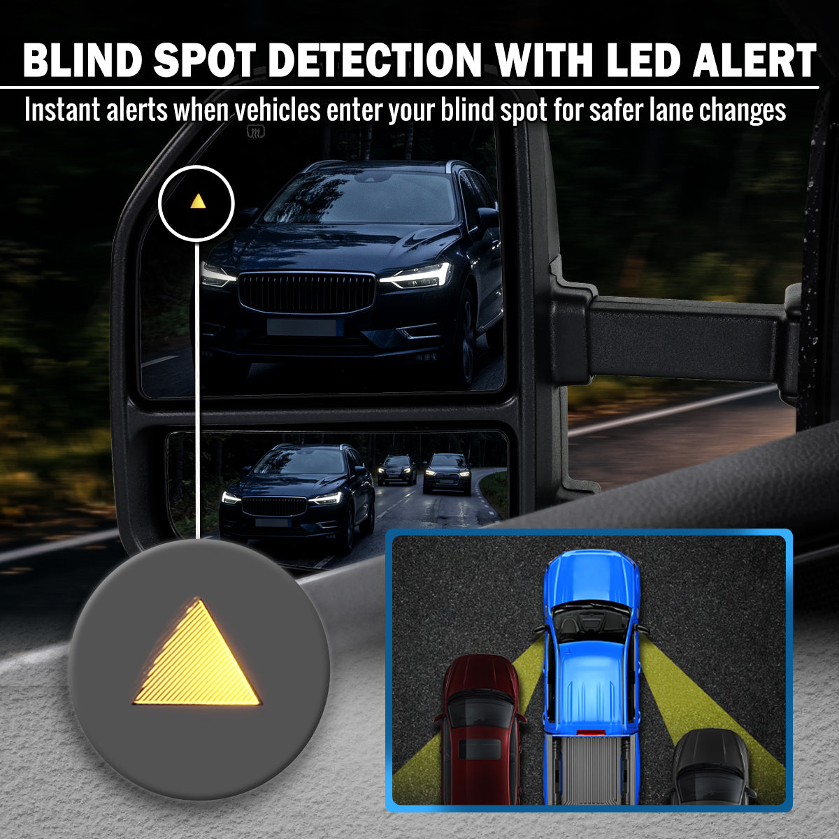 2017-2019 Ford F250 F350 F450 F550 Power Adjustable Power Heated Manually Fold and Telescope Towing Mirrors Pair