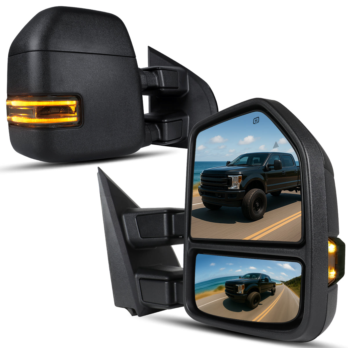2017-2019 Ford F250 F350 F450 F550 Power Adjustable Power Heated Manually Fold and Telescope Towing Mirrors Pair