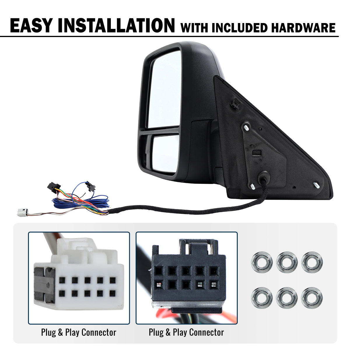 2009-2018 Dodge Ram 1500 2500 3500 Power Adjustable Power Heated LED Sequential Turn Signals DRL Towing Mirrors Pair