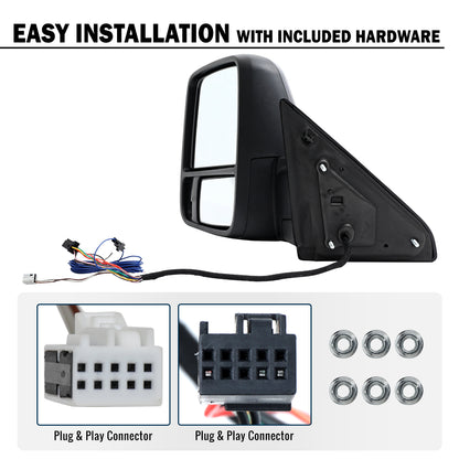 2009-2018 Dodge Ram 1500 2500 3500 Power Adjustable Power Heated LED Sequential Turn Signals DRL Towing Mirrors Pair