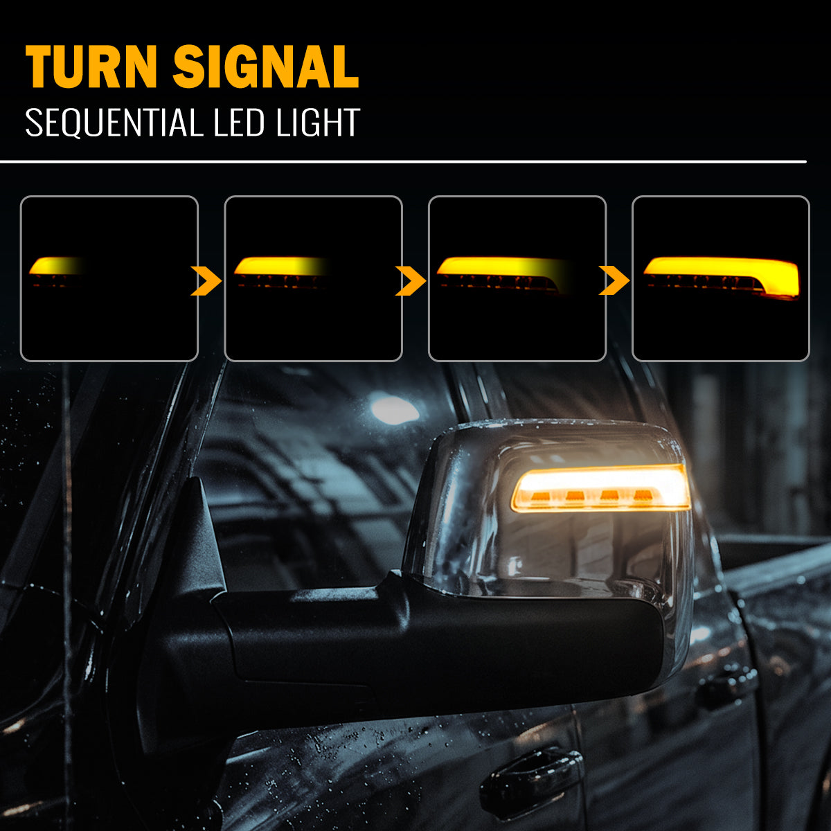 2009-2018 Dodge Ram 1500 2500 3500 Power Adjustable Power Heated LED Sequential Turn Signals DRL Towing Mirrors Pair