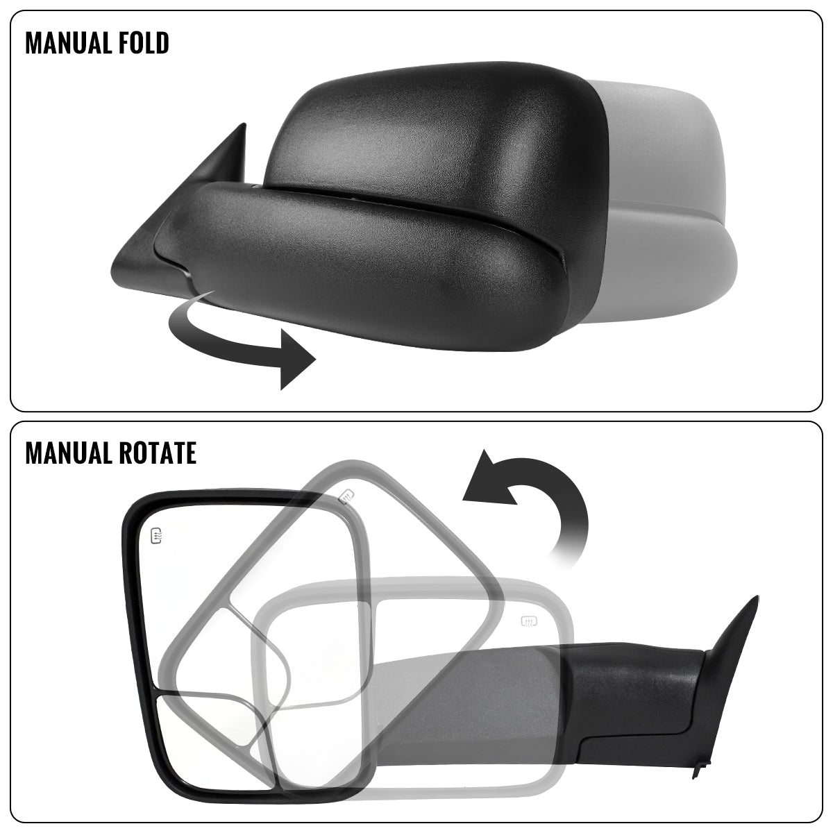 1998-2002 Dodge Ram 1500 2500 3500 Towing Mirrors Pair