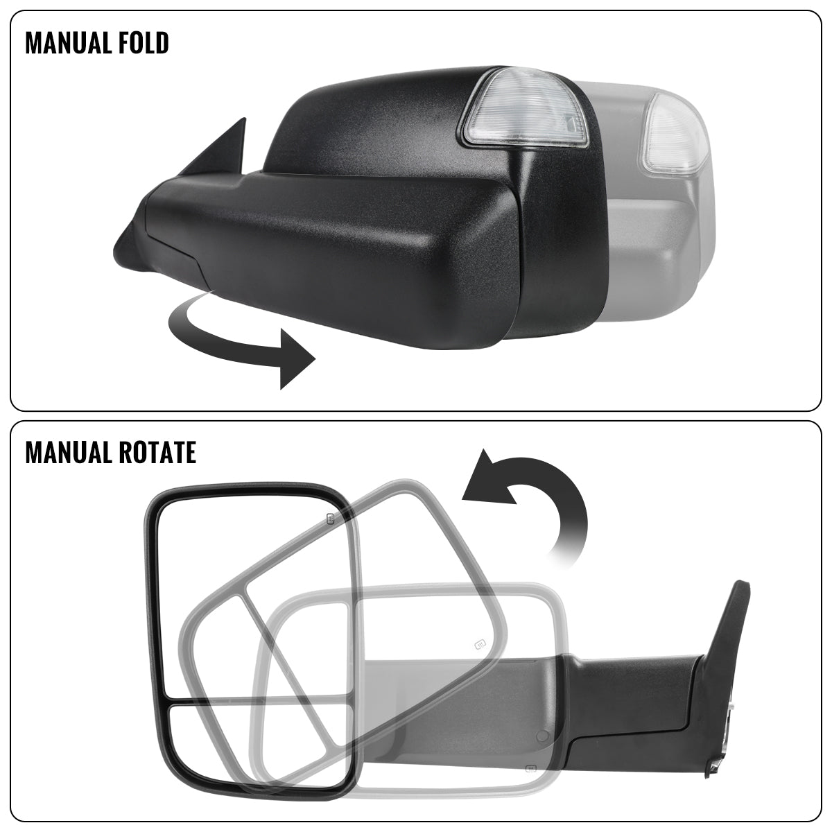 1998-2002 Dodge Ram 1500 2500 3500 Power Adjustable Power Heated LED turn signal Lights Towing Mirrors Pair