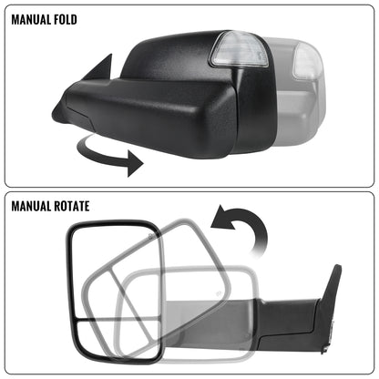 1998-2002 Dodge Ram 1500 2500 3500 Power Adjustable Power Heated LED turn signal Lights Towing Mirrors Pair