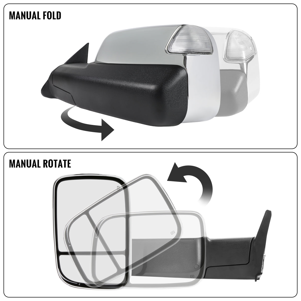 1998-2002 Dodge Ram 1500 2500 3500 Power Adjustable Power Heated LED turn signal Lights Towing Mirrors Pair