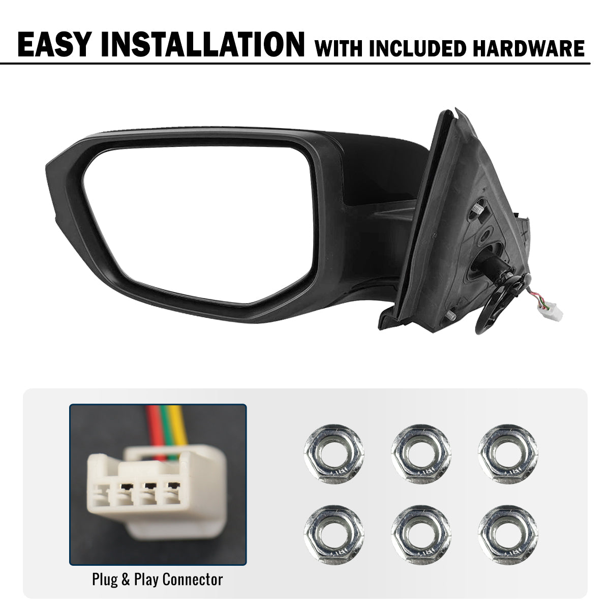 2016-2021 Honda Civic Power Adjustable Mirrors Pair | Black