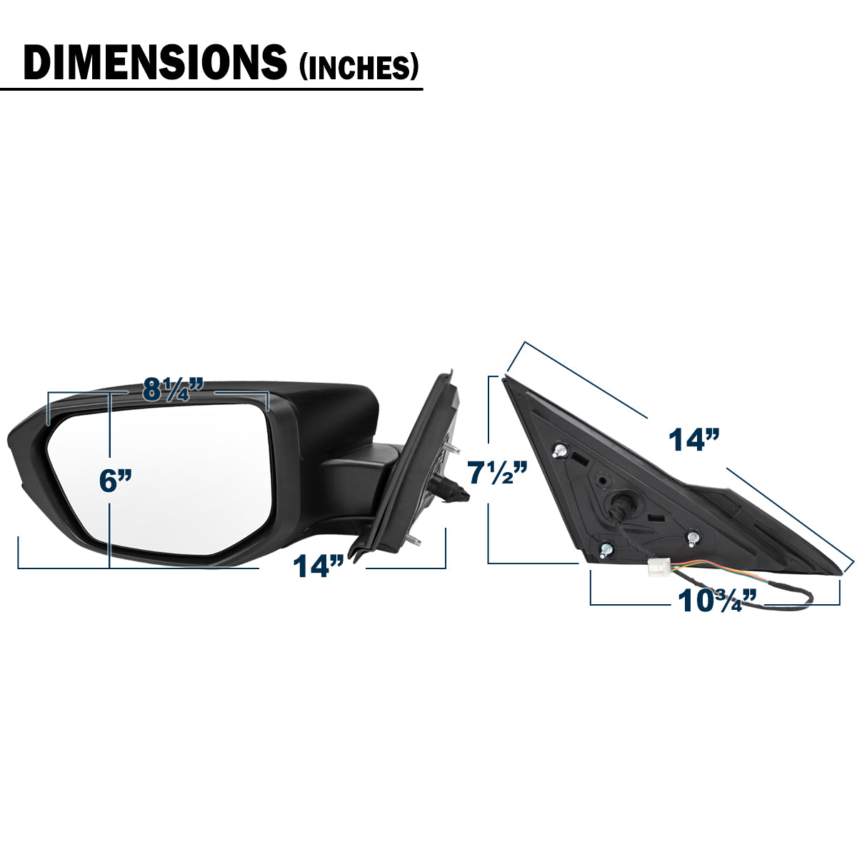 2016-2021 Honda Civic Power Adjustable Mirror Driver Side | Black