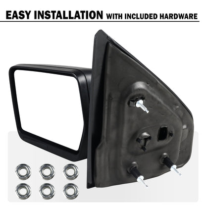 2004-2014 Ford F150 Adjustable and Foldable Mirrors Pair | Black