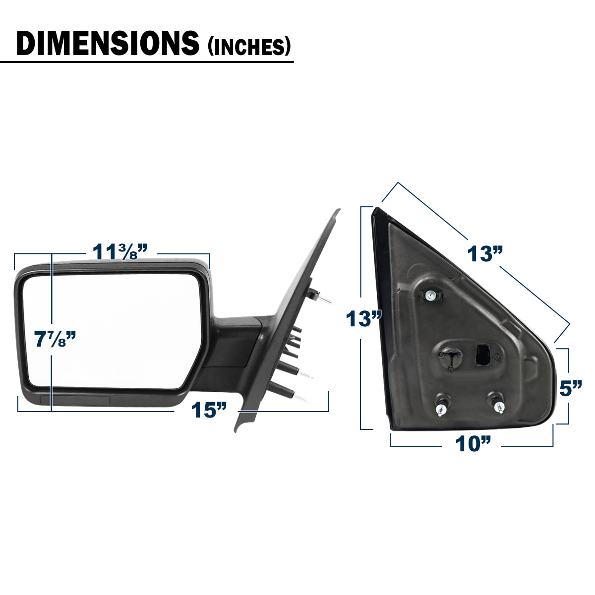 2004-2014 Ford F150 Adjustable and Foldable Mirrors Pair | Black