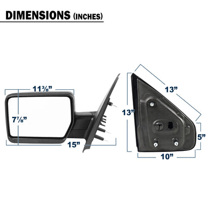 2004-2014 Ford F150 Adjustable and Foldable Mirrors Pair | Black