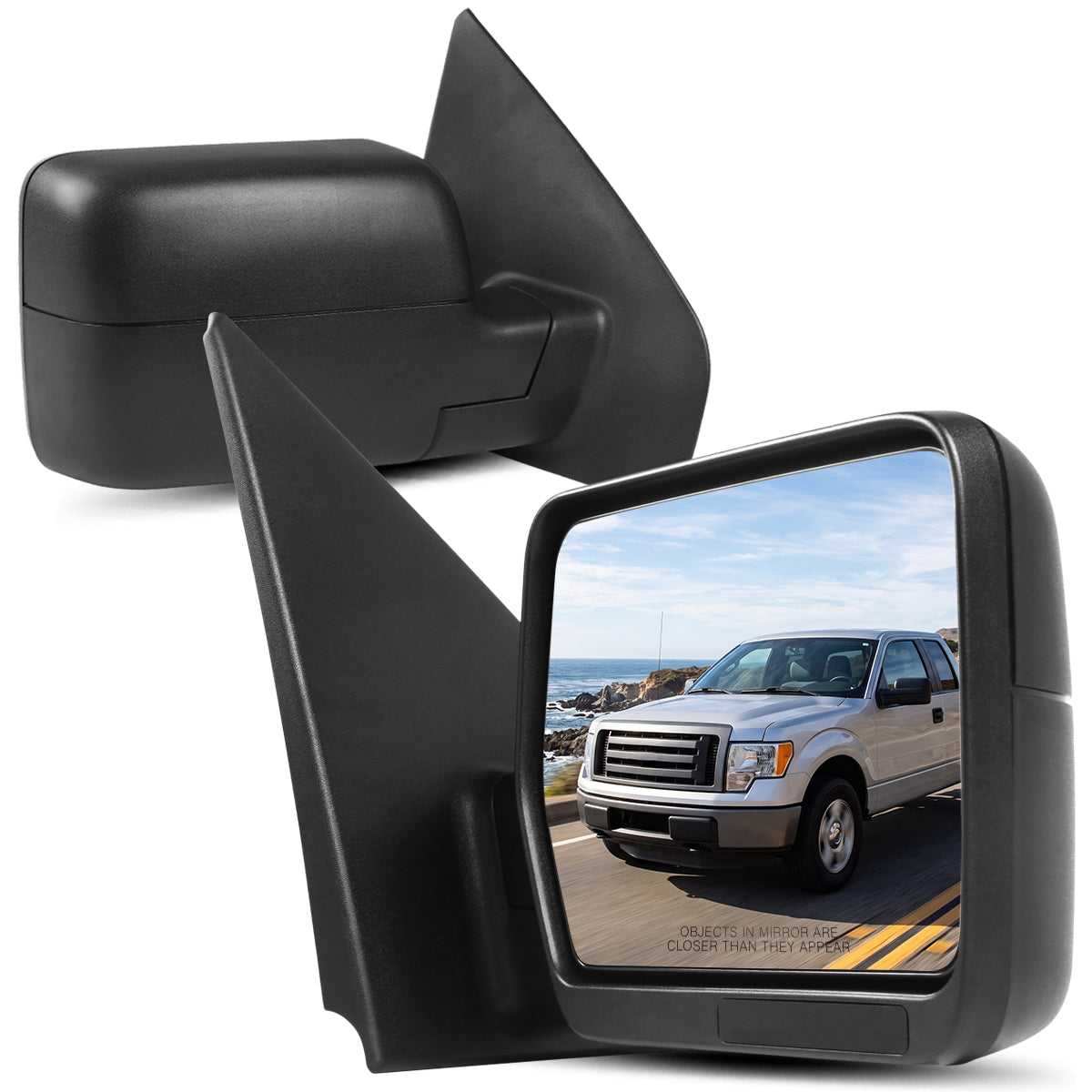 2004-2014 Ford F150 Adjustable and Foldable Mirrors Pair | Black